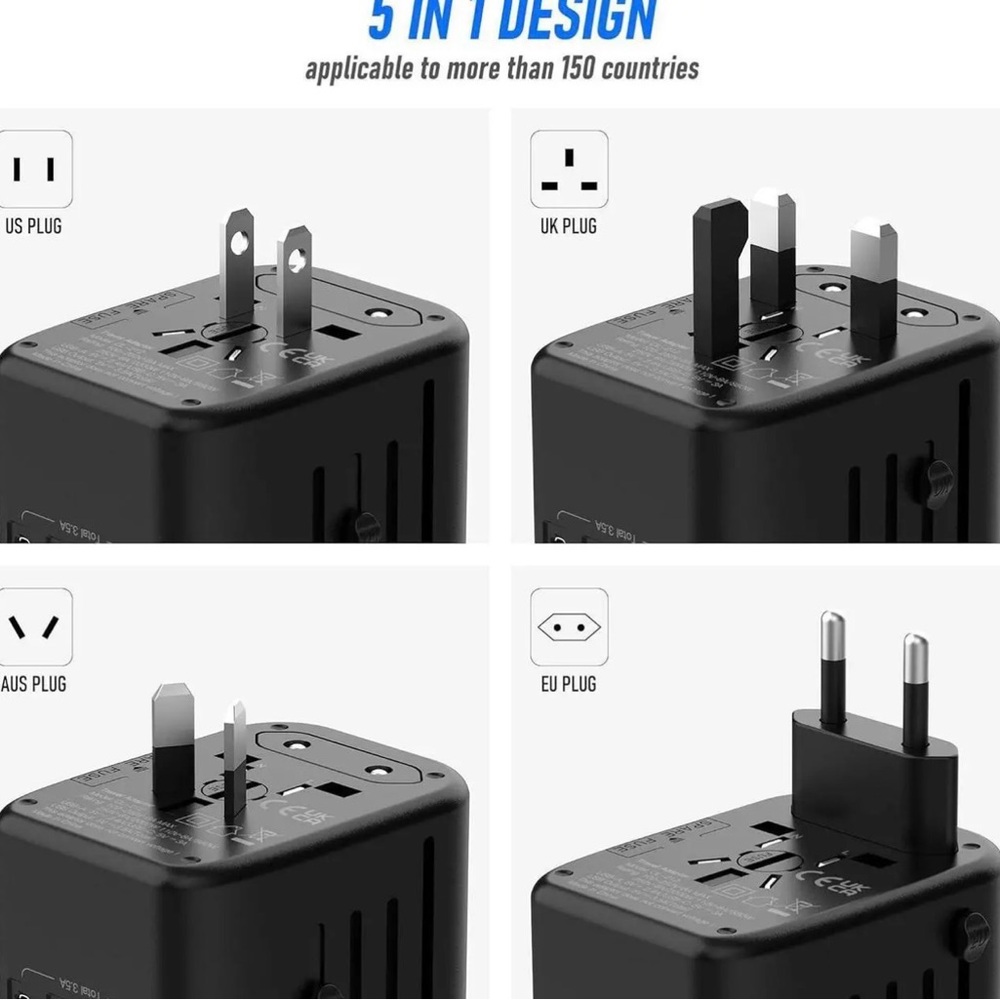 VYLEE Universal International Power Travel Plug Adapter, 5 in 1 European Travel - Picture 4 of 5